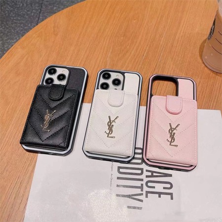 レザー YSL iPhone 16 ケース カードケース付き