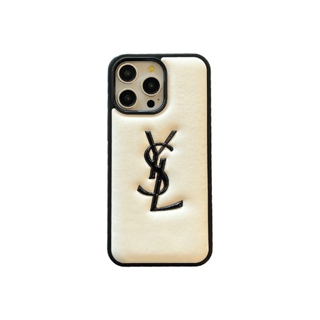 ブラック、ホワイト＆グレーYSL iPhone 16/15ケース