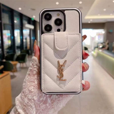 レザー YSL iPhone 16 ケース カードケース付き