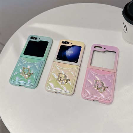 ディオール光沢ひし形刺繍大CGalaxy Z Flip5 スマホケース