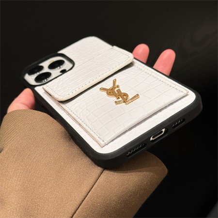 YSL iPhone15 スマホケース クロコダイル柄 フリップカードケース