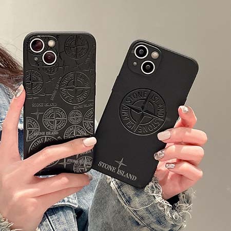 ブラック マット ソフト ラバー Stone Island iPhone ケース