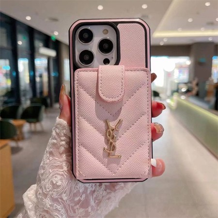 レザー YSL iPhone 16 ケース カードケース付き