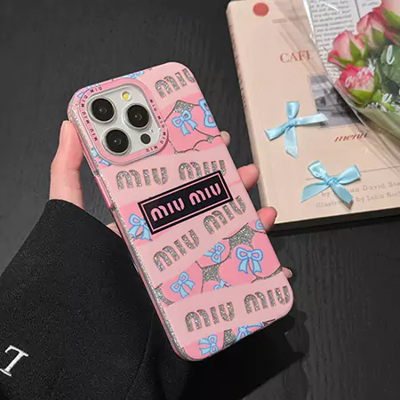 リボン柄miumiuブランドiPhone15promaxケース