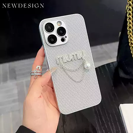 ヘビ皮模様 MIUMIUブランド iPhone 16 携帯 ケース ストラップ＆ブレスレット付き