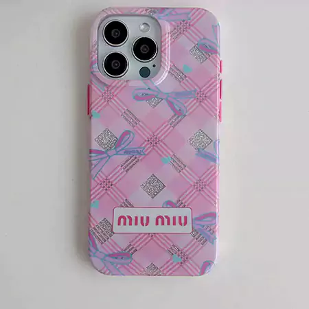 ピンクグリッドmiumiuブランドiPhone 16ケース