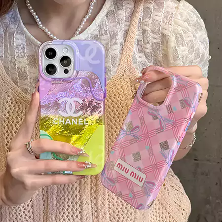 ピンクグリッドmiumiuブランドiPhone 16ケース