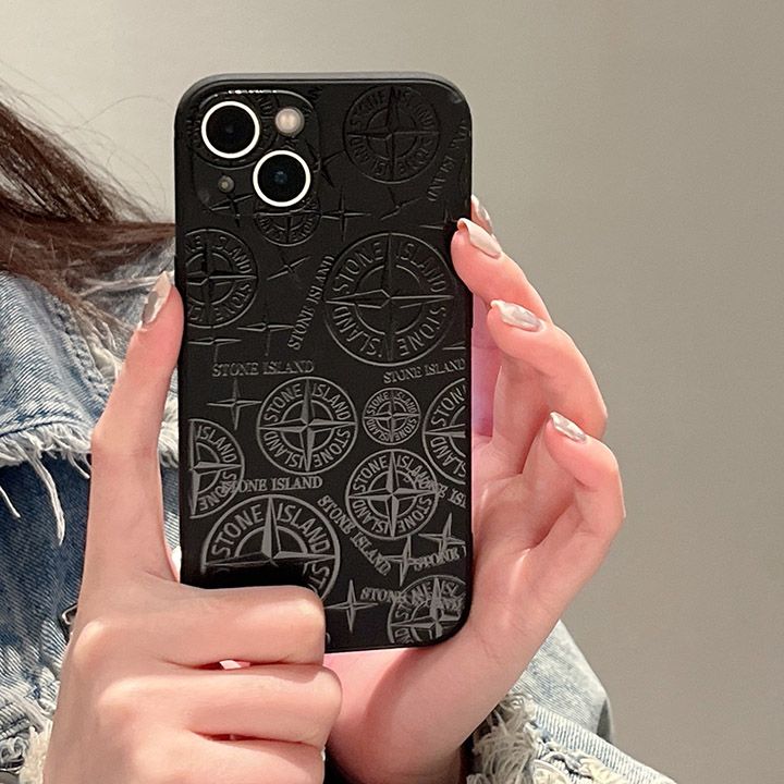 ブラック マット ソフト ラバー Stone Island iPhone ケース