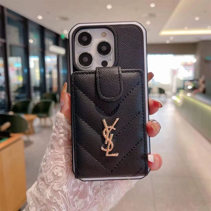 レザー YSL iPhone 16 ケース カードケース付き