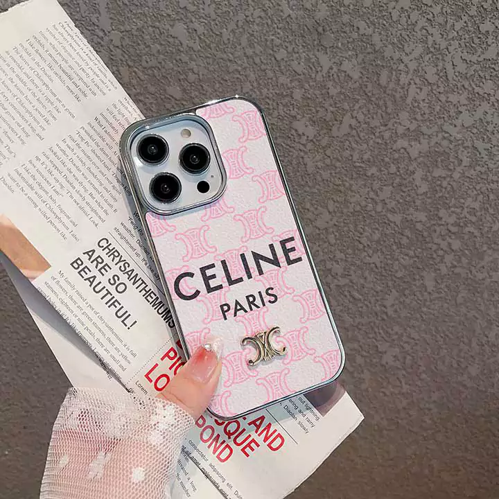 CELINE プレートメタルラベルレザーiPhone 16ケース