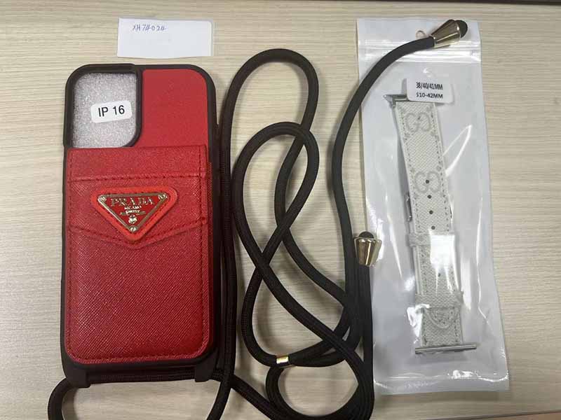 iPhon16 ケース prada 風  ショルダーストラップ カード収納 ハイブランド スマホケース